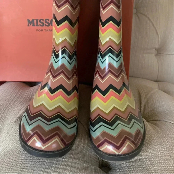 MISSONI x TARGET EUC Venetian Zig Zag Pattern Rain Boots Wellies - Picture 2 of 8
